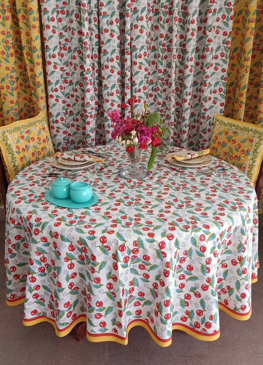 hand block print round table covers