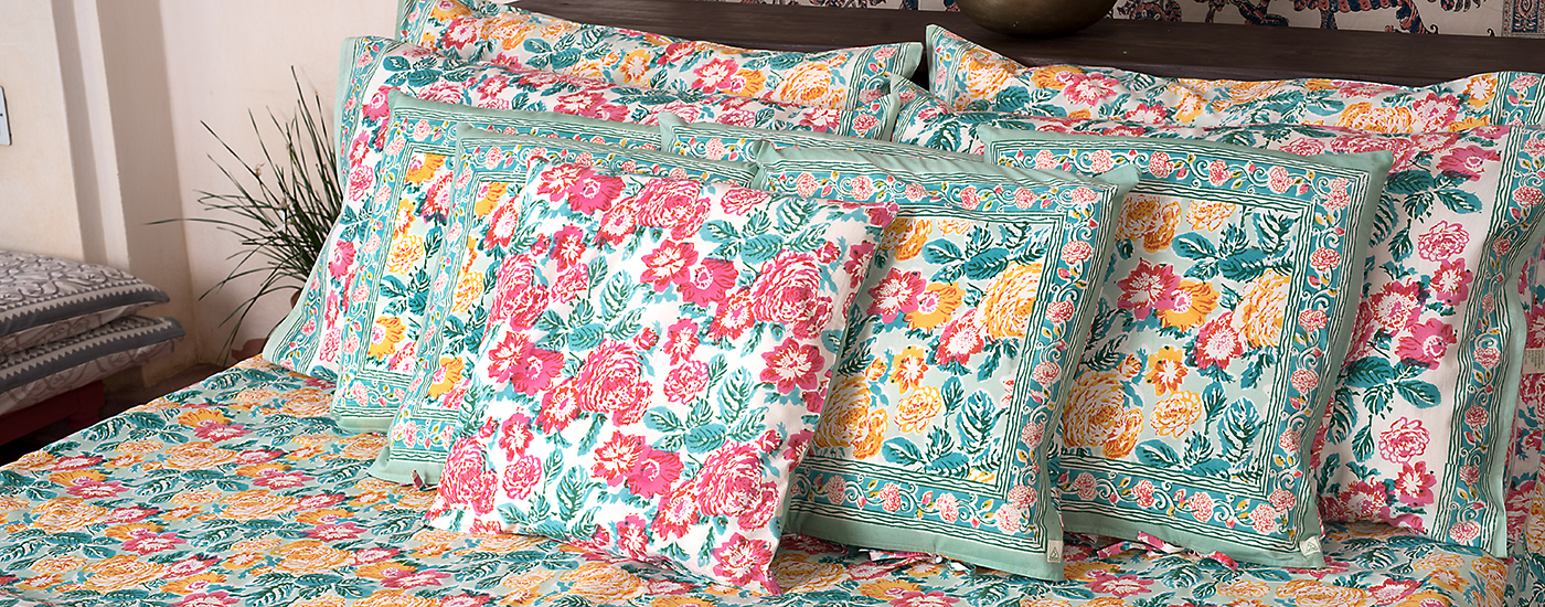 hand-block print cushion covers online